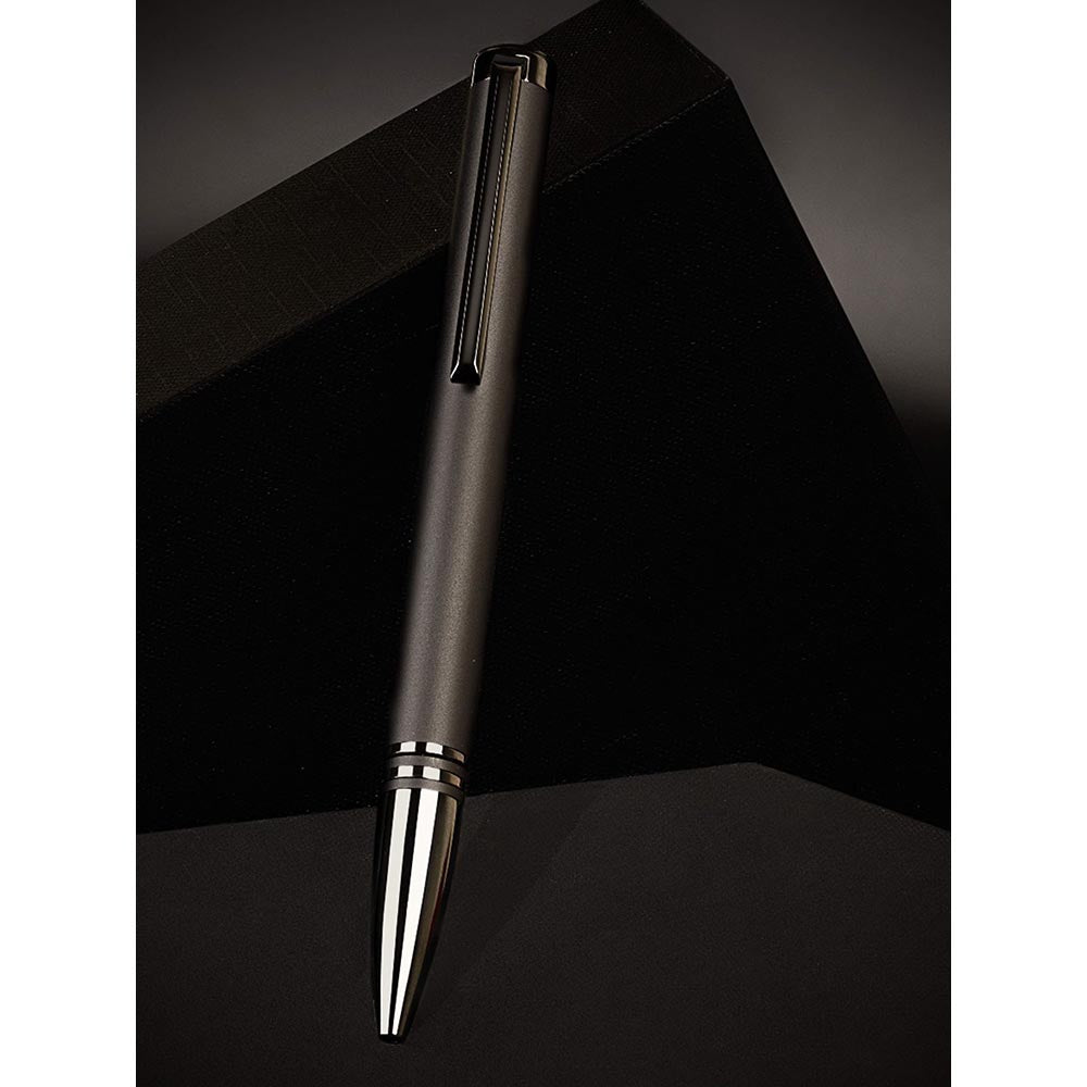 Lapis Bard Contemporary Torque Ballpoint Pen - Matte Black With Shiny Black Trim
