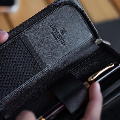 Lapis Bard Belgravia Leather Pen Pouch For 2 Pen - Black