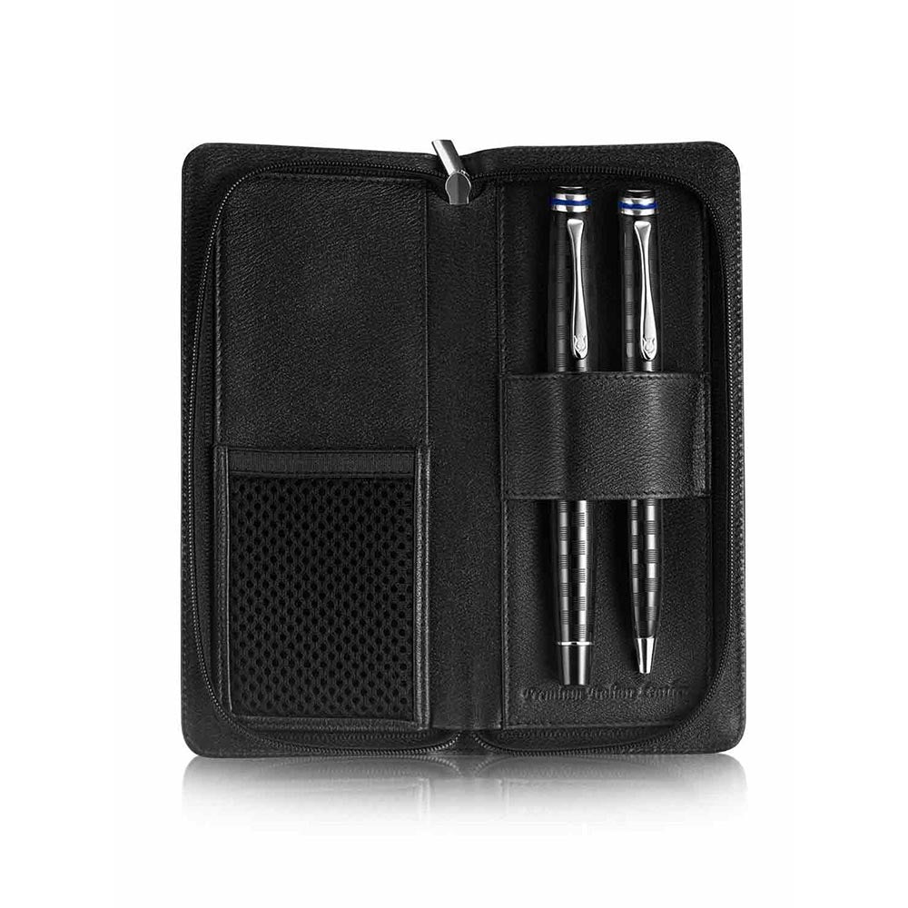 Lapis Bard Belgravia Leather Pen Pouch For 2 Pen - Black