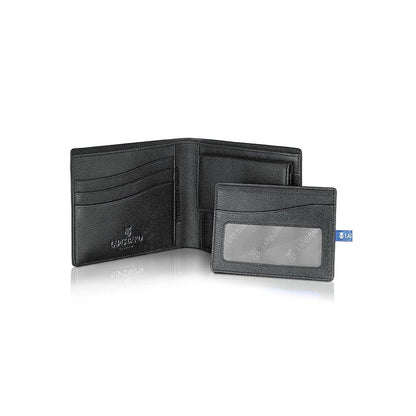 Lapis Bard Belgravia Bifold Coin Pouch Wallet With Additional Card Sleeve With RFID - Black