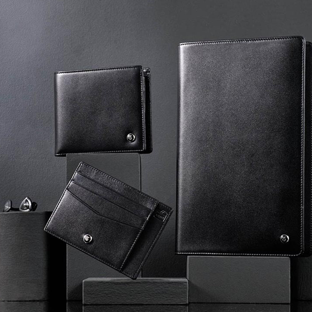 Lapis Bard Belgravia Bifold Coin Pouch Wallet With Additional Card Sleeve With RFID - Black