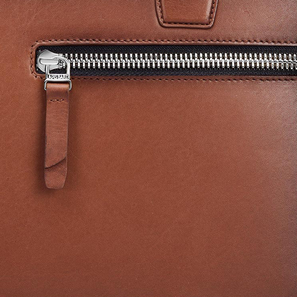 Lapis Bard Ducorium Leather Chester Slim 14-inch Chrome Trims Laptop Bag with Detachable Belt