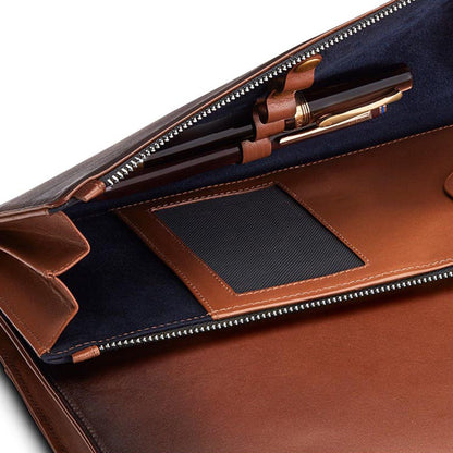 Lapis Bard Ducorium Leather Bexley 13-inch Chrome Trims Laptop Sleeve with Detachable Belt