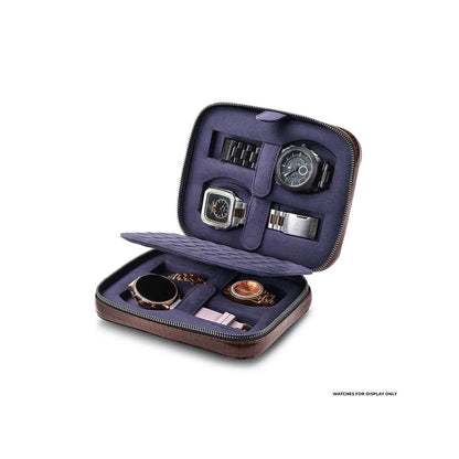 Lapis Bard Mandeville Croc-Textured Watchcase (4 Slots) - Dark Brown