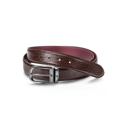 Lapis Bard Mandeville Croc-Textured 35 MM Buckle Belt - Dark Brown