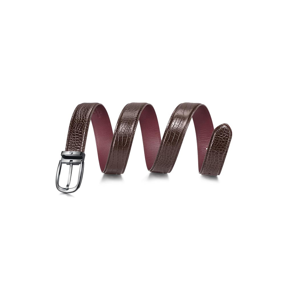 Lapis Bard Mandeville Croc-Textured 35 MM Buckle Belt - Dark Brown