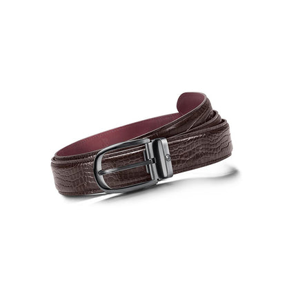 Lapis Bard Mandeville Croc-Textured 35 MM Buckle Belt - Dark Brown