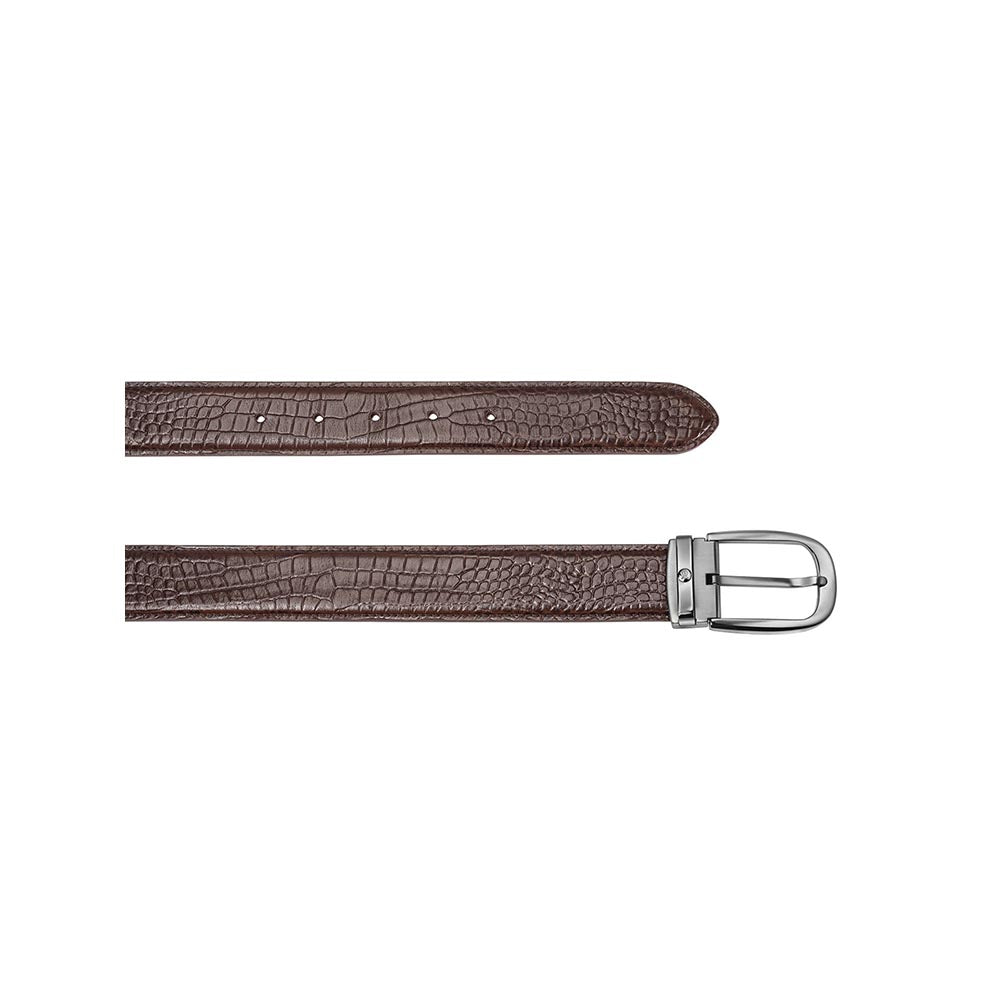 Lapis Bard Mandeville Croc-Textured 35 MM Buckle Belt - Dark Brown