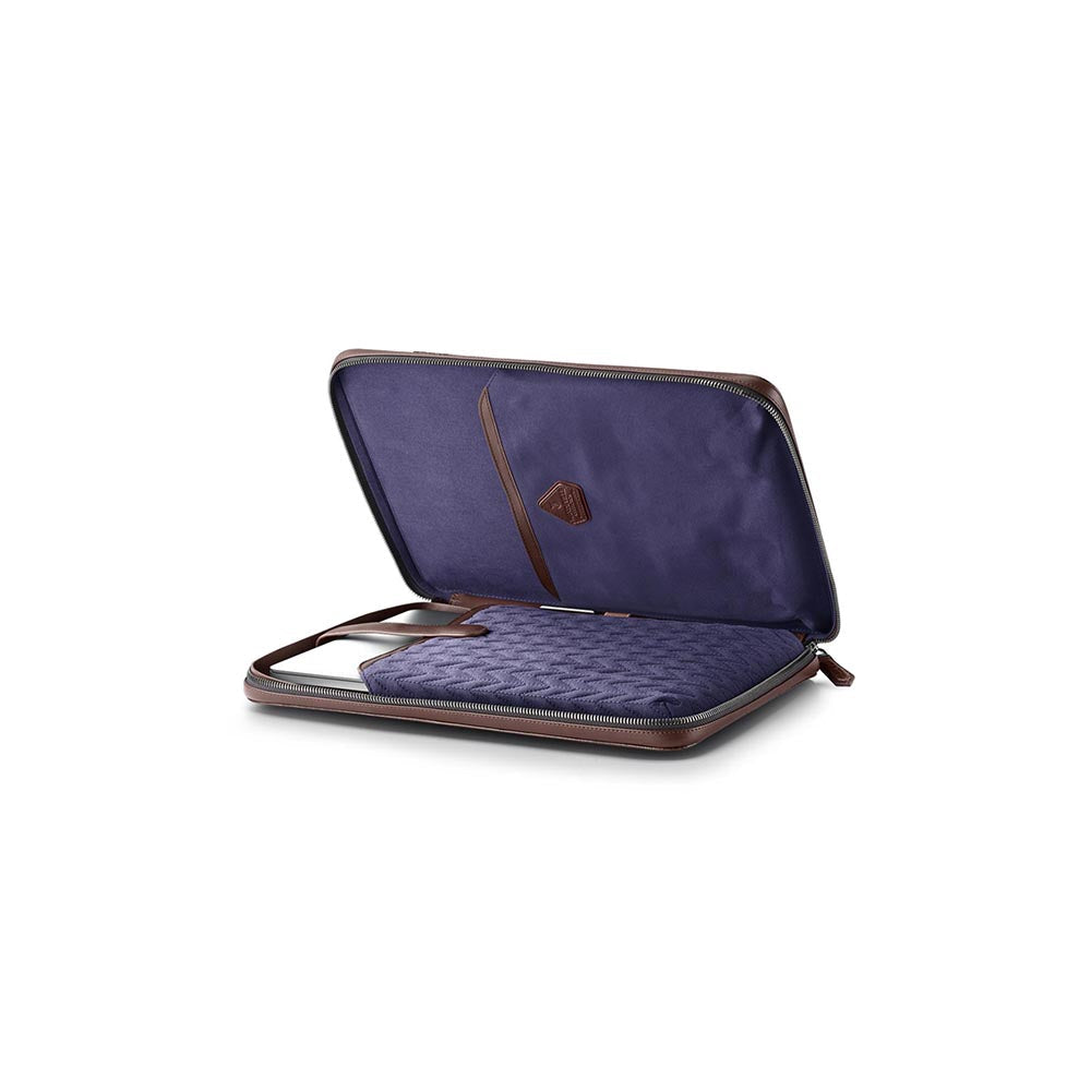 Lapis Bard Dark Brown Mandeville 13-Inch Croc-Textured Laptop Bag