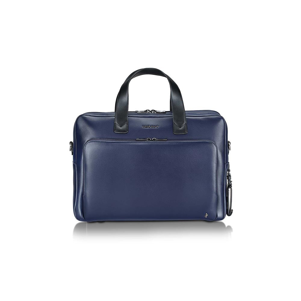 Lapis Bard Crossover Desert Bloom Cactus Leather Briefcase Bag - Navy Blue