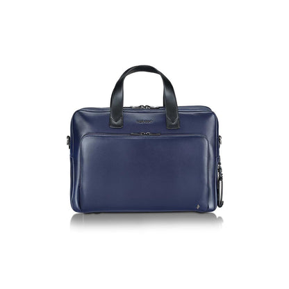 Lapis Bard Crossover Desert Bloom Cactus Leather Briefcase Bag - Navy Blue