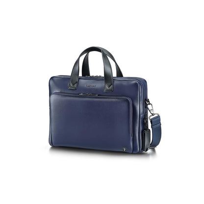 Lapis Bard Crossover Desert Bloom Cactus Leather Briefcase Bag - Navy Blue