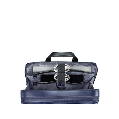 Lapis Bard Crossover Desert Bloom Cactus Leather Briefcase Bag - Navy Blue