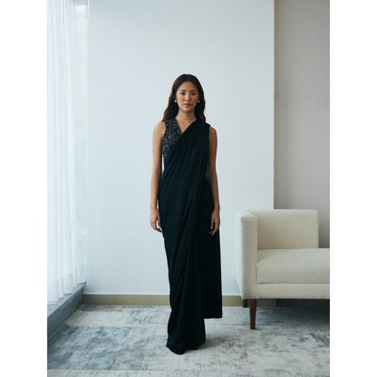Lavanya Ahuja Midnight Knot Pre-Draped Saree with Stitched Blouse