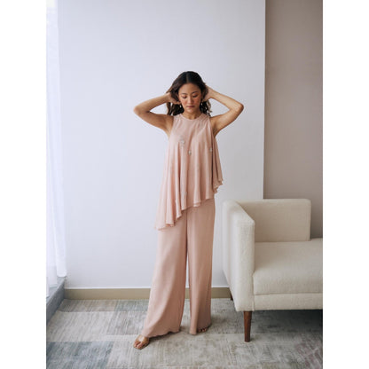 Lavanya Ahuja Blush Asymmetrical Tunic and Palazzo (Set of 2)
