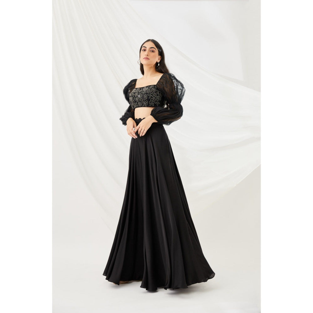 Lavanya Ahuja Midnight Billow & Breeze Lehenga & Blouse with Dupatta (Set of 3)