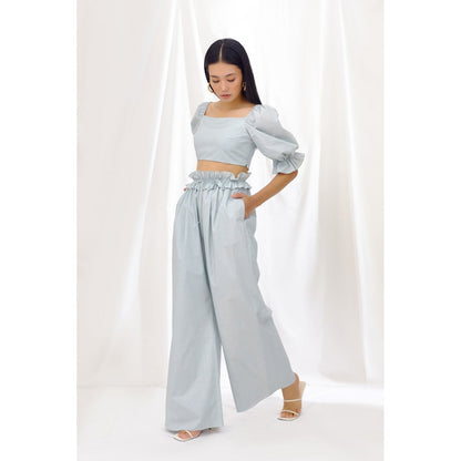 Lavanya Ahuja Seafoam Crop Top and Drawstring Pant (Set of 2)
