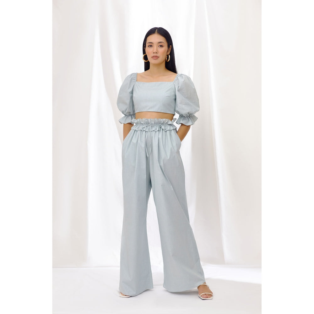 Lavanya Ahuja Seafoam Crop Top and Drawstring Pant (Set of 2)
