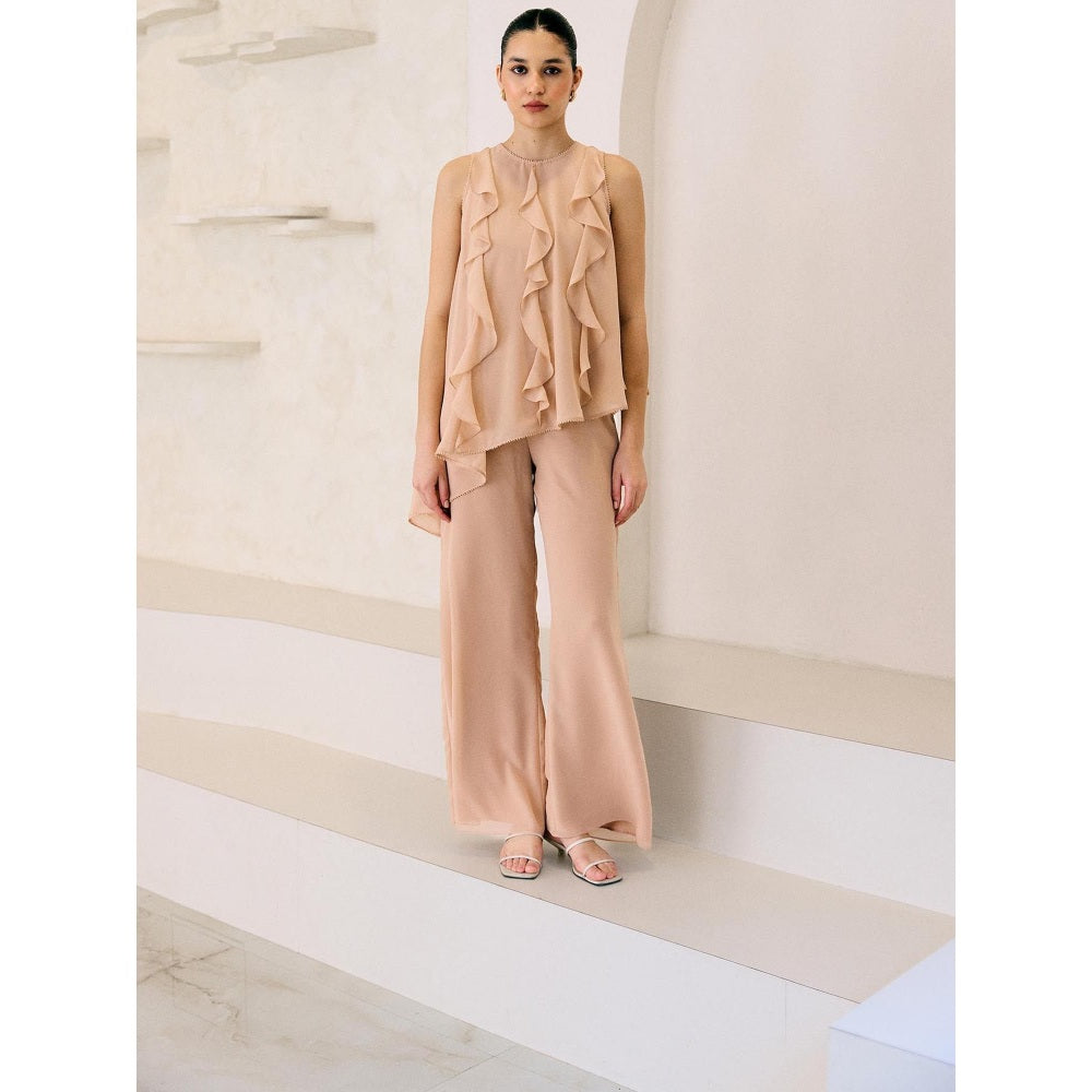 Lavanya Ahuja Beige Waves Tunic with Pant (Set of 2)