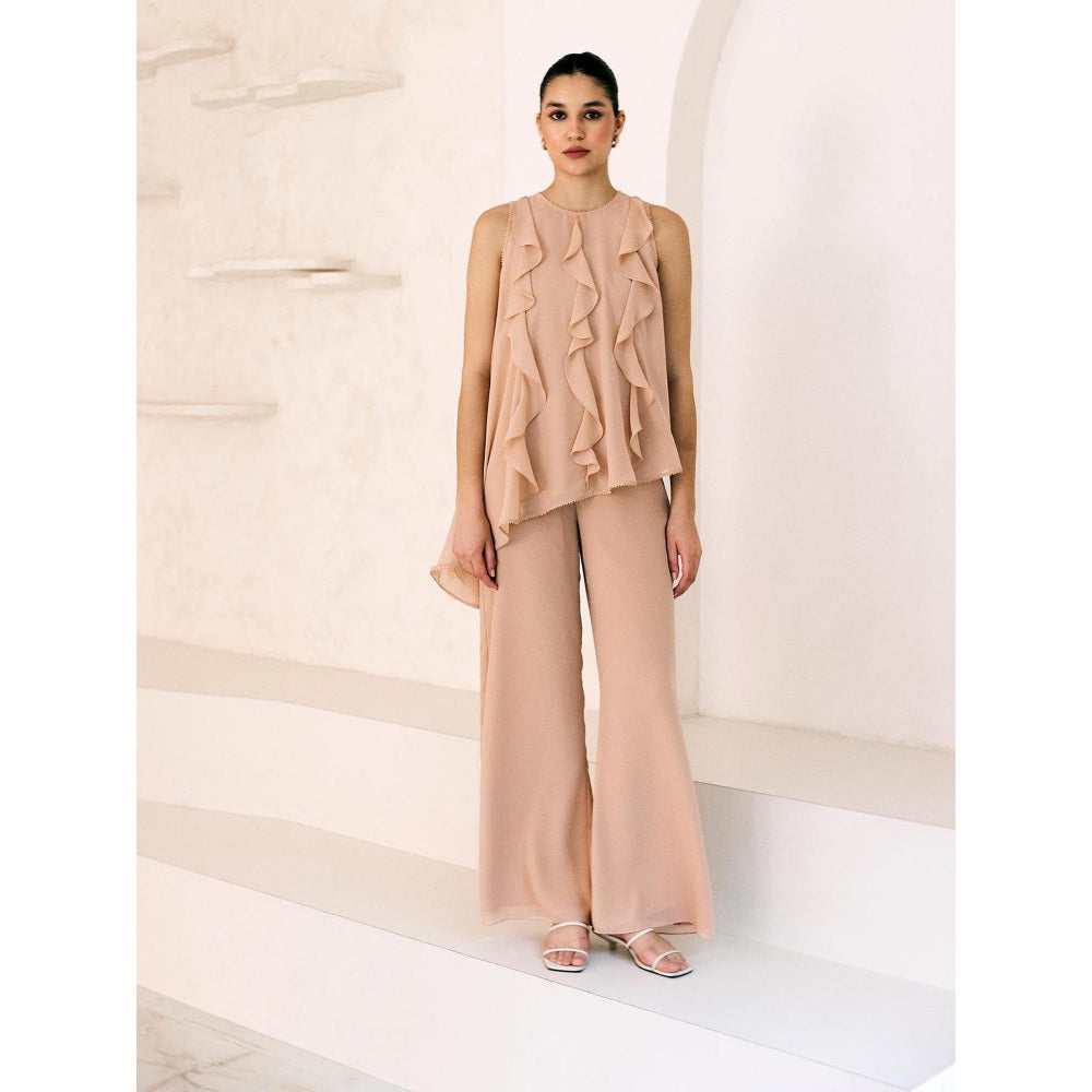 Lavanya Ahuja Beige Waves Tunic with Pant (Set of 2)