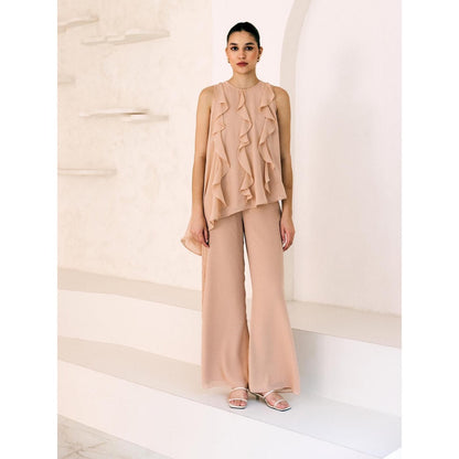 Lavanya Ahuja Beige Waves Tunic with Pant (Set of 2)