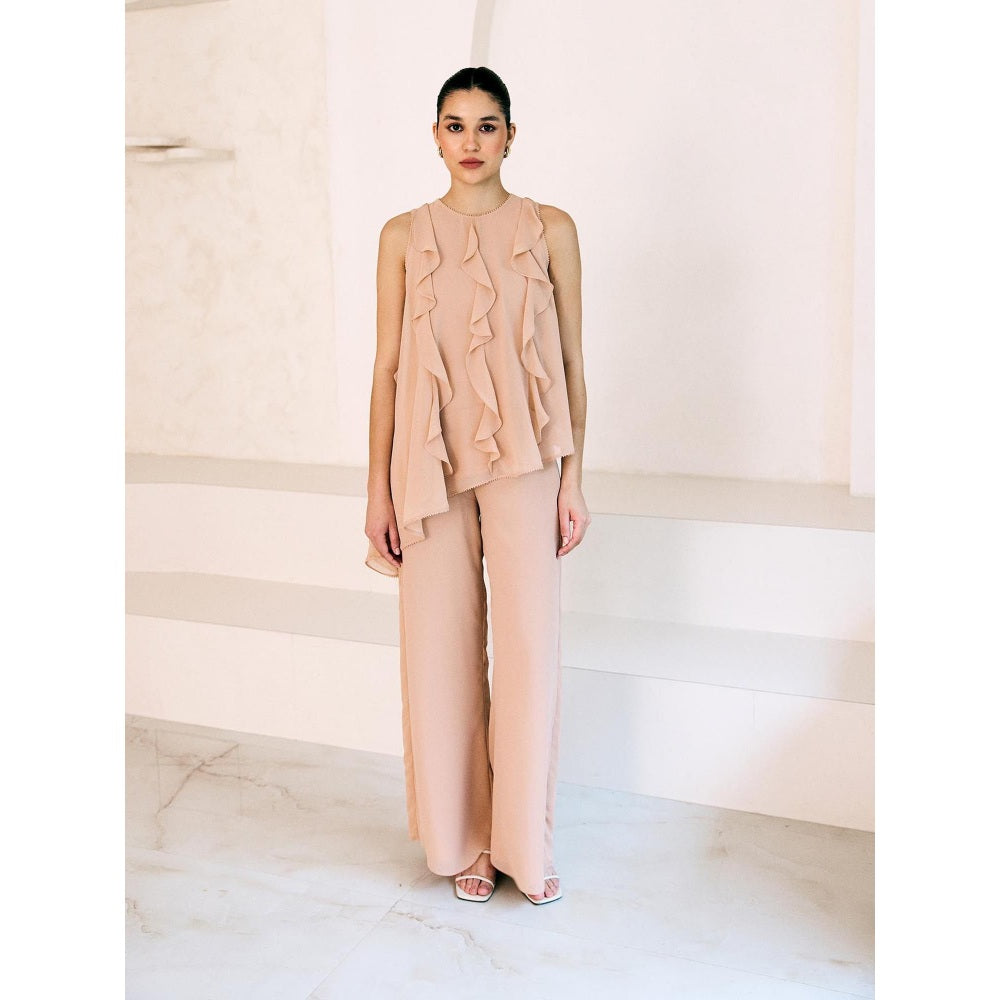 Lavanya Ahuja Beige Waves Tunic with Pant (Set of 2)