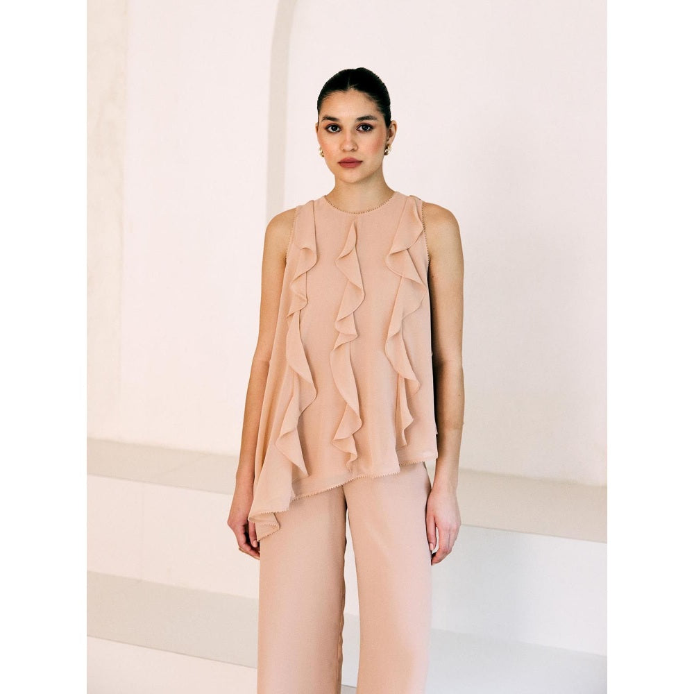 Lavanya Ahuja Beige Waves Tunic with Pant (Set of 2)