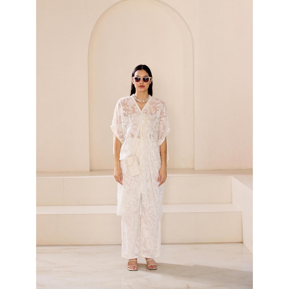 Lavanya Ahuja Pearly White Kaftan with Pant (Set of 2)