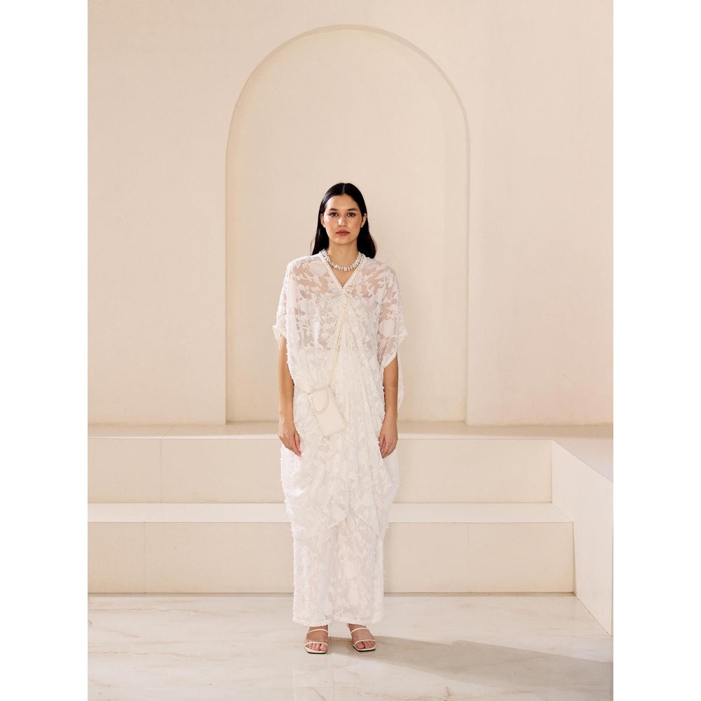 Lavanya Ahuja Pearly White Kaftan with Pant (Set of 2)