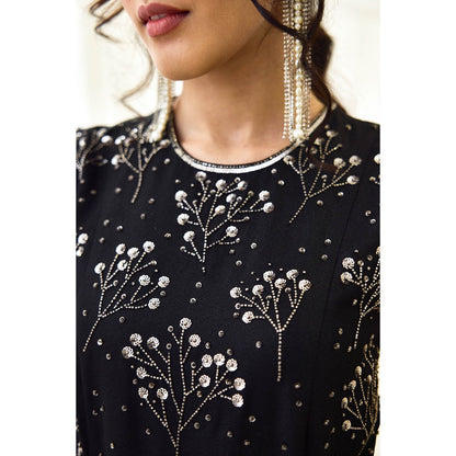 Lavanya Ahuja Black Flared Jumpsuit with Beaded Bodice