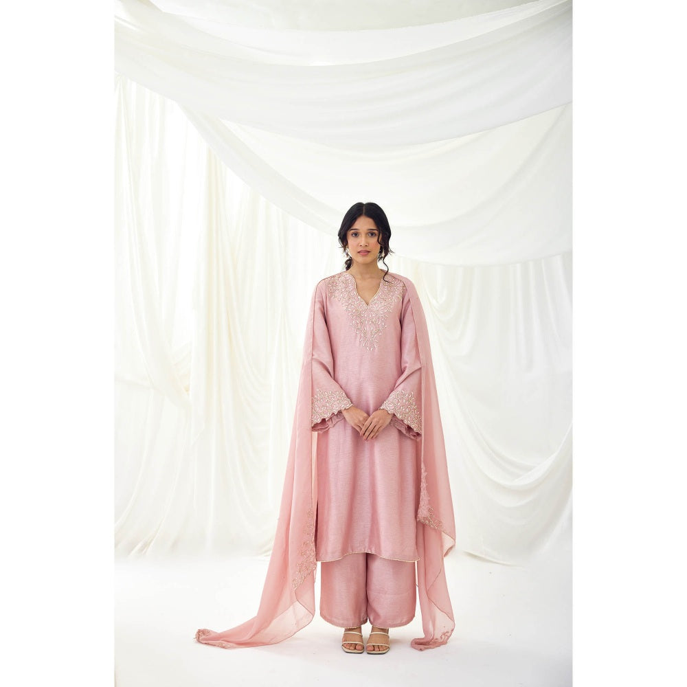 Lavanya Ahuja Pink Rose Kurta with Pant and Dupatta (Set of 3)