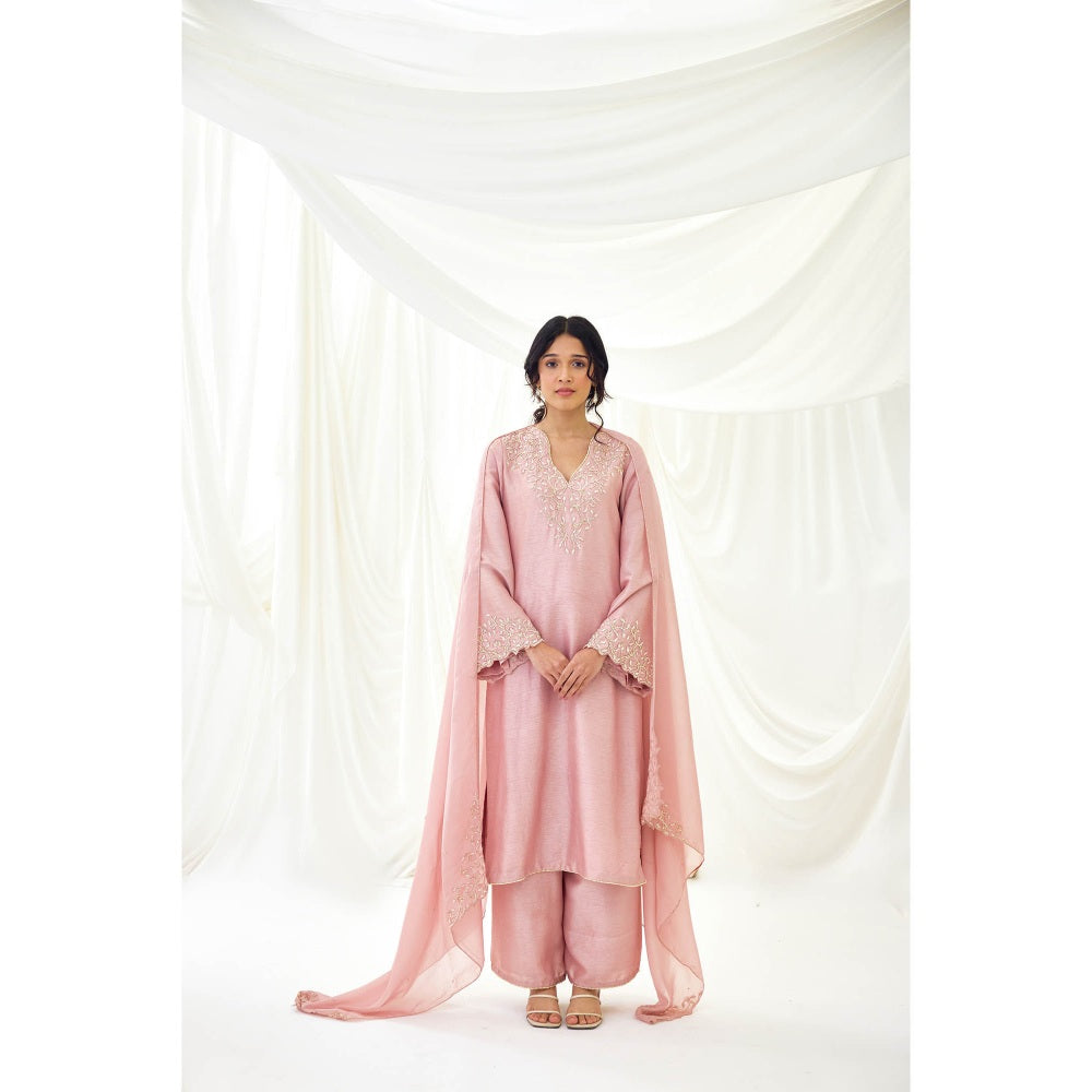 Lavanya Ahuja Pink Rose Kurta with Pant and Dupatta (Set of 3)