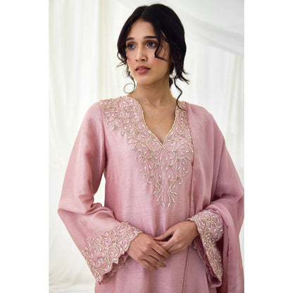 Lavanya Ahuja Pink Rose Kurta with Pant and Dupatta (Set of 3)