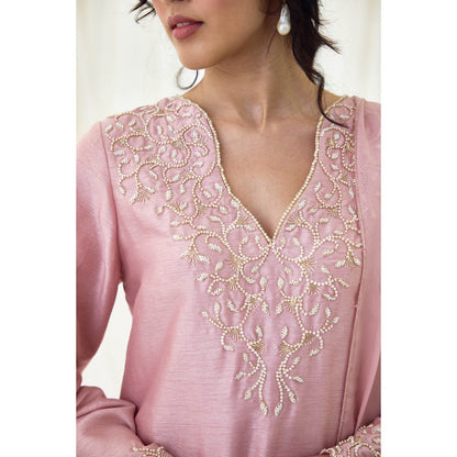Lavanya Ahuja Pink Rose Kurta with Pant and Dupatta (Set of 3)