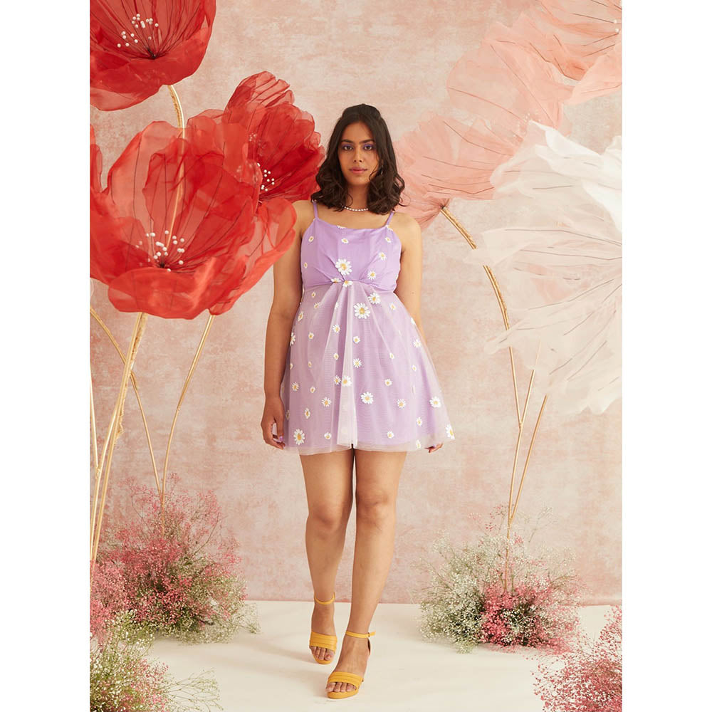 Lea Clothing Lila Lavender Daisy Corset Mini Dress