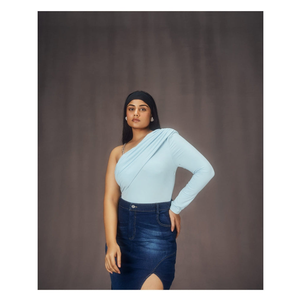 Lea Clothing Lisa Blue Bodysuit & Denim Skirt Co-Ord (Set of 2)