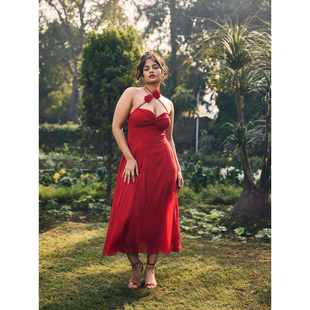 Lea Clothing Ingrid Red A-Line Dress