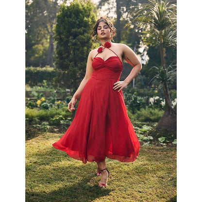 Lea Clothing Ingrid Red A-Line Dress