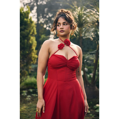 Lea Clothing Ingrid Red A-Line Dress