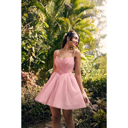 Lea Clothing Becca Baby Pink Mesh Mini Dress