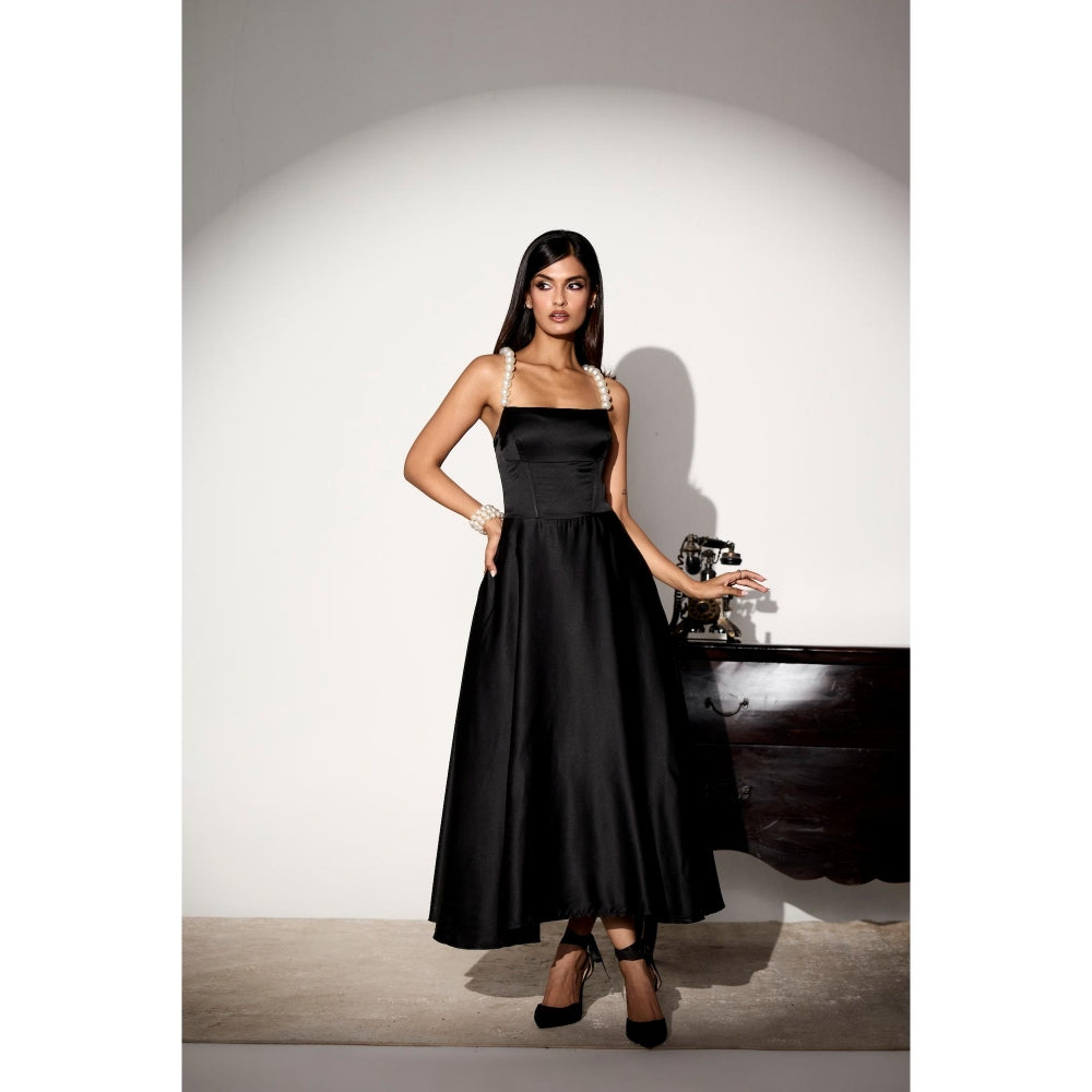 Lea Clothing Vivienne Black Pearl Midi Dress