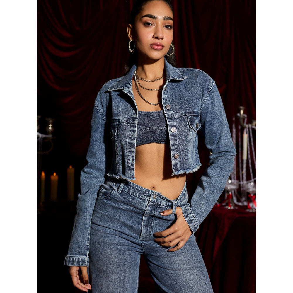 Lea Clothing Indigo Drift Sculpted Denim Bralette