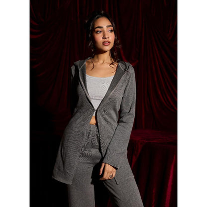 Lea Clothing Slate Knit Zip Hoodie Cardigan and Cami
