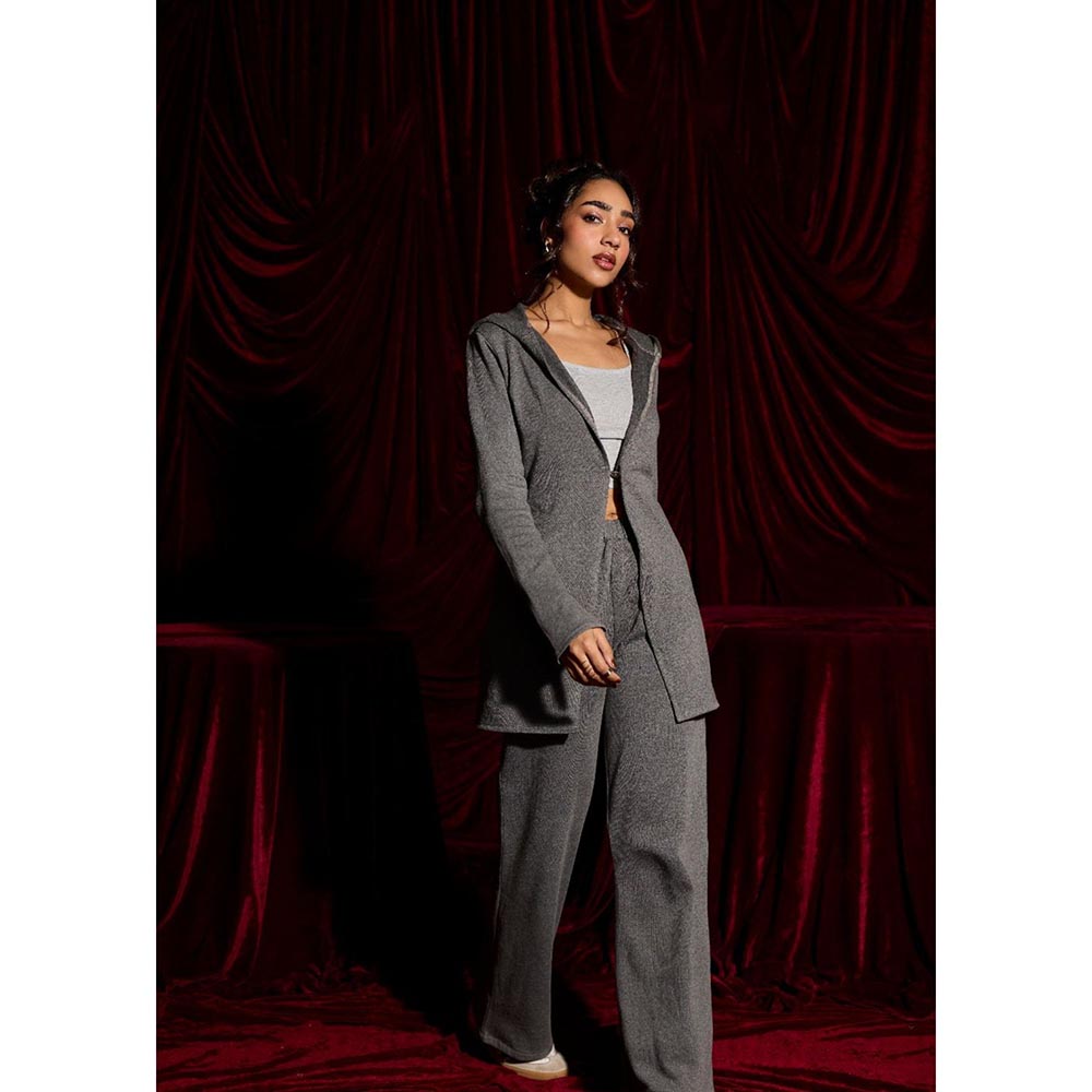Lea Clothing Slate Knit Zip Hoodie Cardigan and Cami