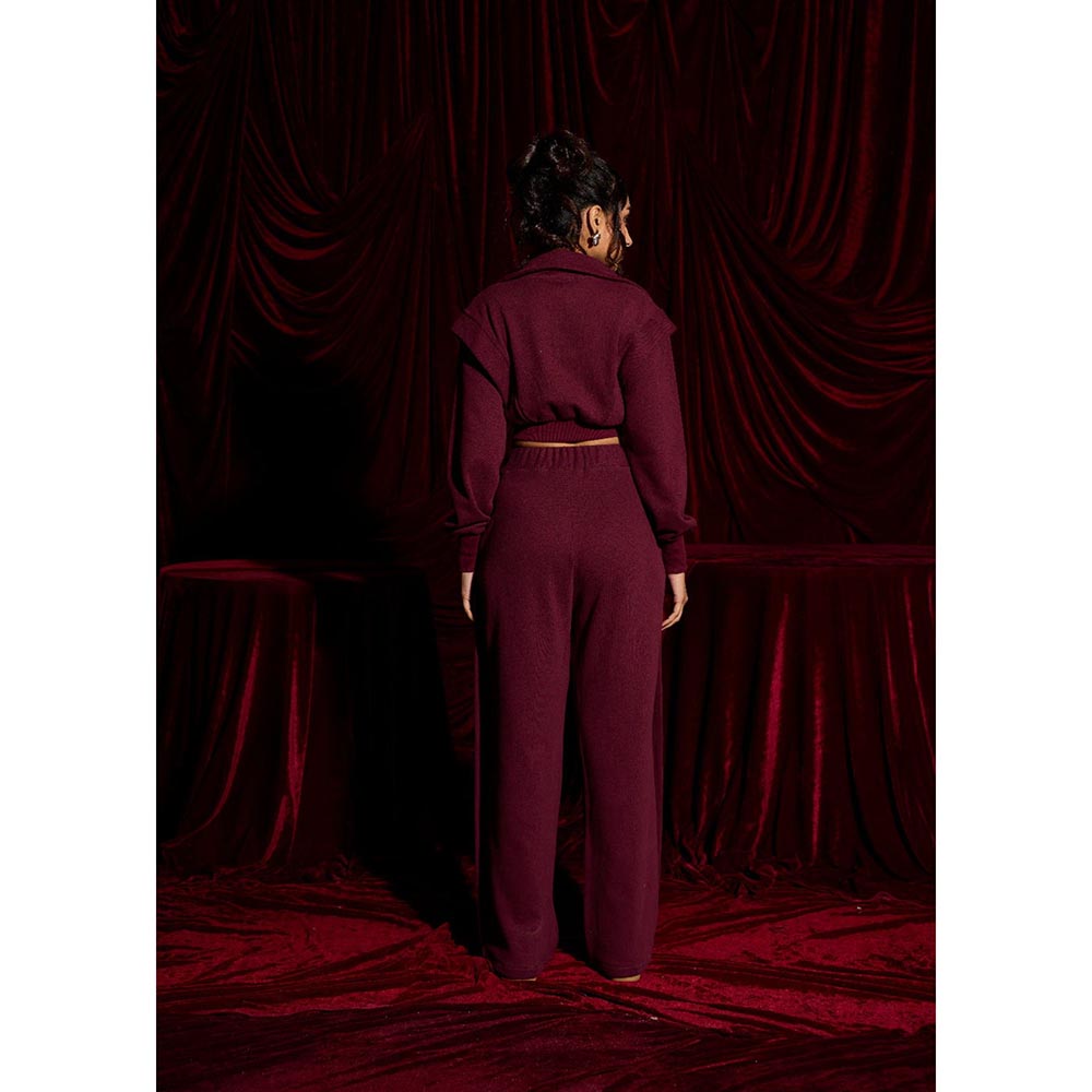 Lea Clothing Berrywood Burgundy Wide-Leg Pant
