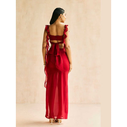 Lea Clothing Red Crimson Slit Maxi Skirt