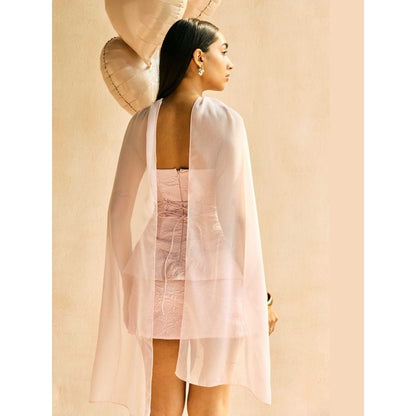 Lea Clothing Pink Elowen Blush Embossed Satin Mini Skirt