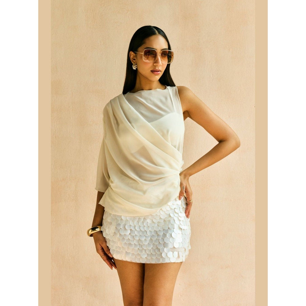 Lea Clothing Arina White Sequence Skirt
