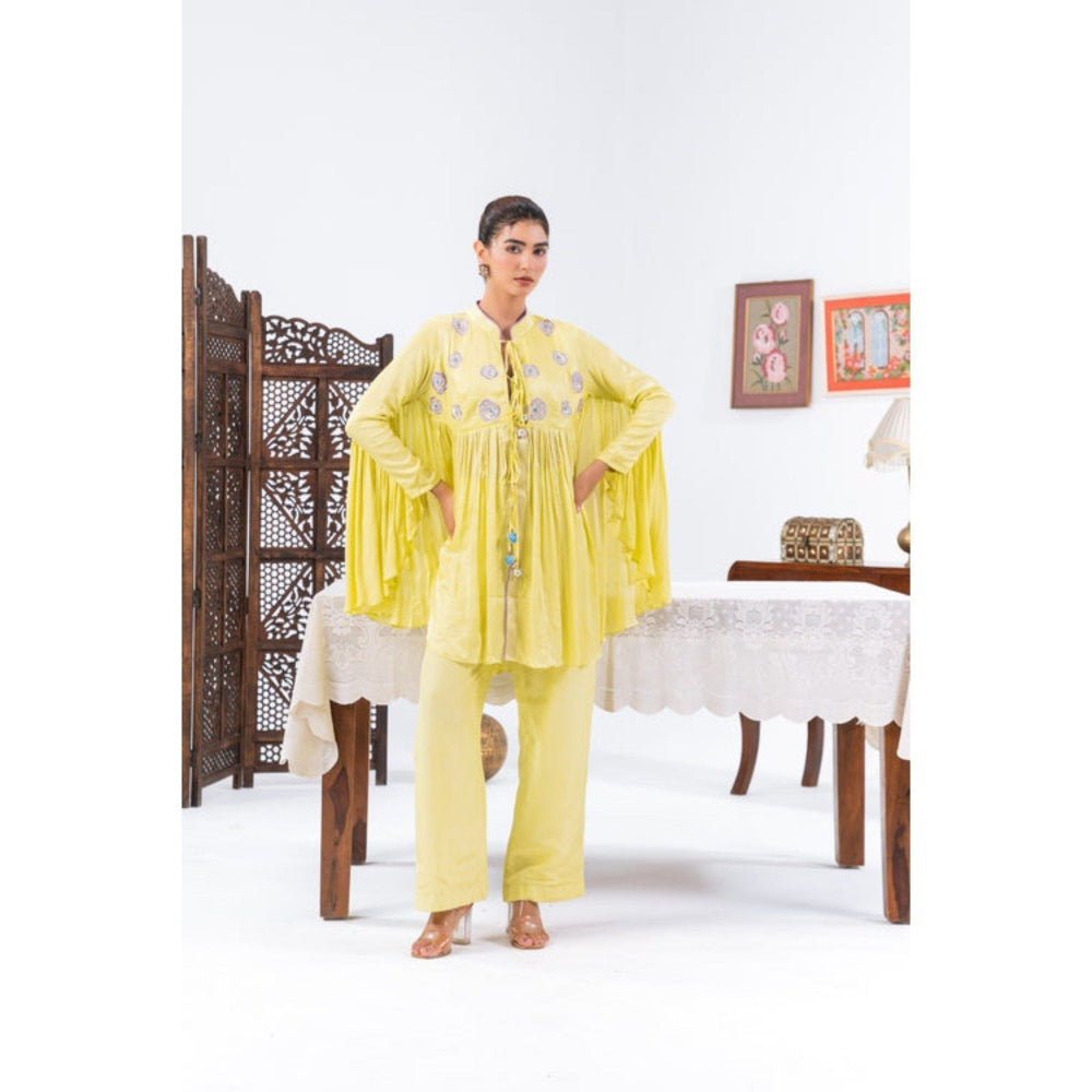 Leela by A Lime Yellow Flared Straight Co-Ord Set