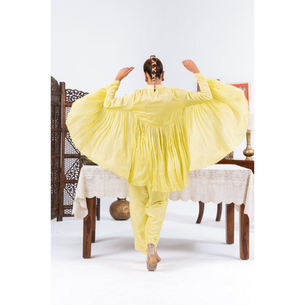 Leela by A Lime Yellow Flared Straight Co-Ord Set